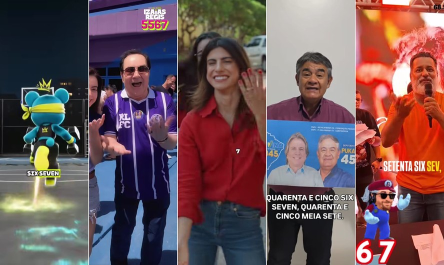Candidatos usam referências ao meme six seven em vídeos de campanha