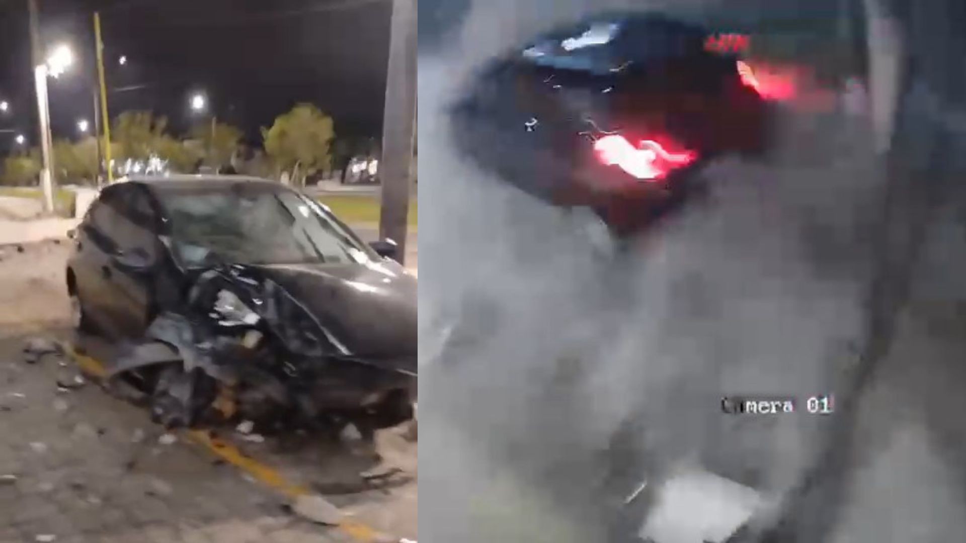 Carro danificado após atingir muro às margens da BR-101 em Linhares