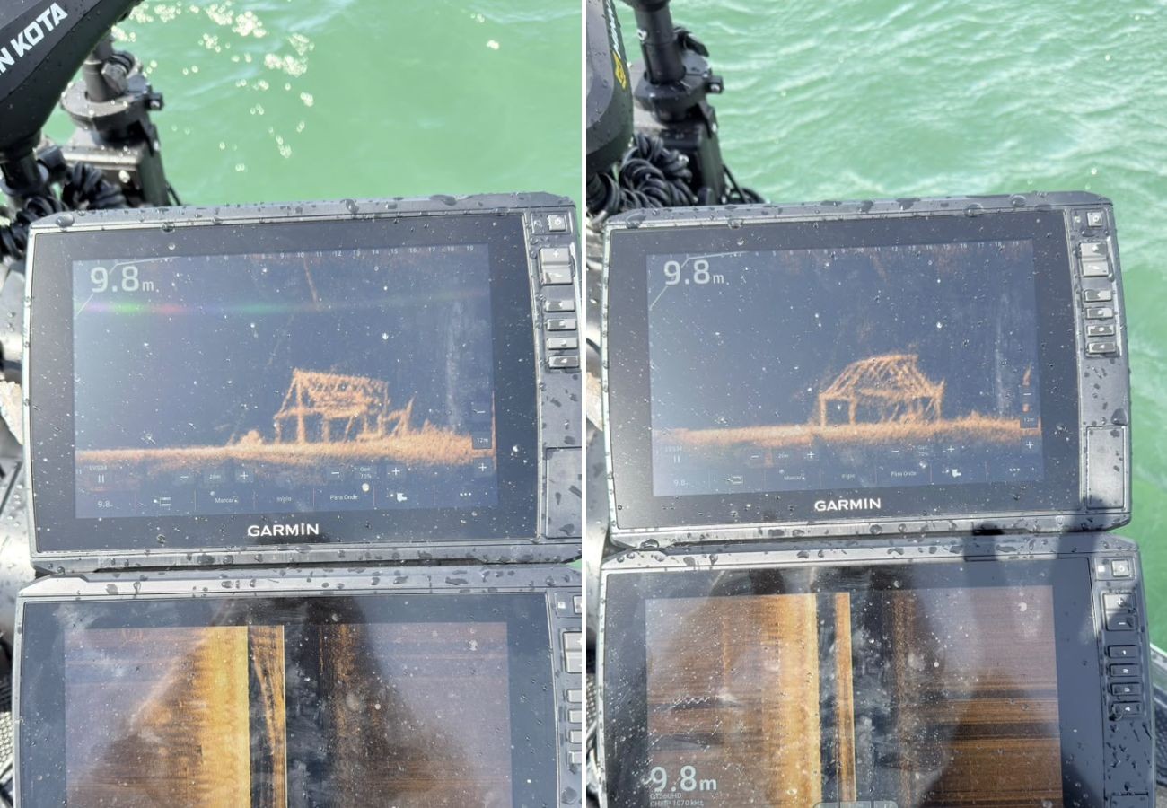 Ruínas de casa submersa no fundo do Lago de Palmas