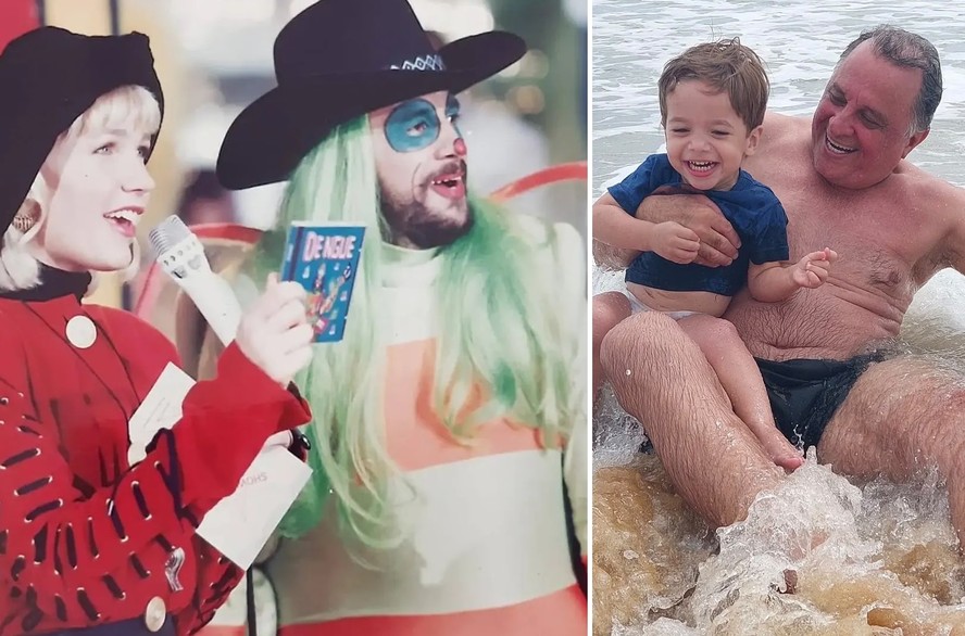 Roberto Bettini como Dengue no Xou da Xuxa e com o neto