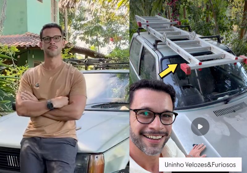 César Esperandio com Fiat Uno 1994