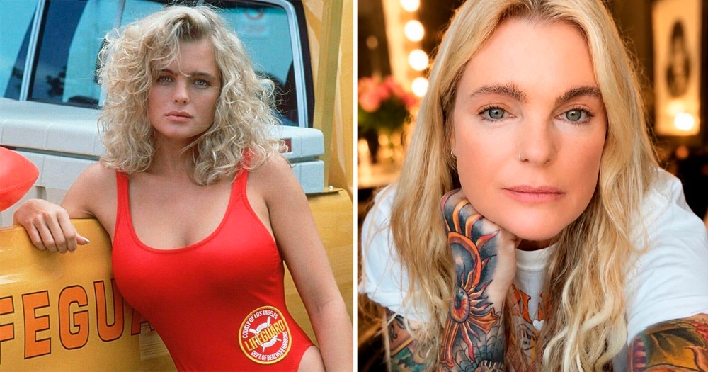 Erika Eleniak em Baywatch e em retrato atual