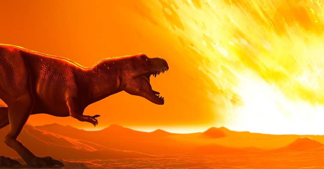 Dinossauros em paisagem pré-histórica