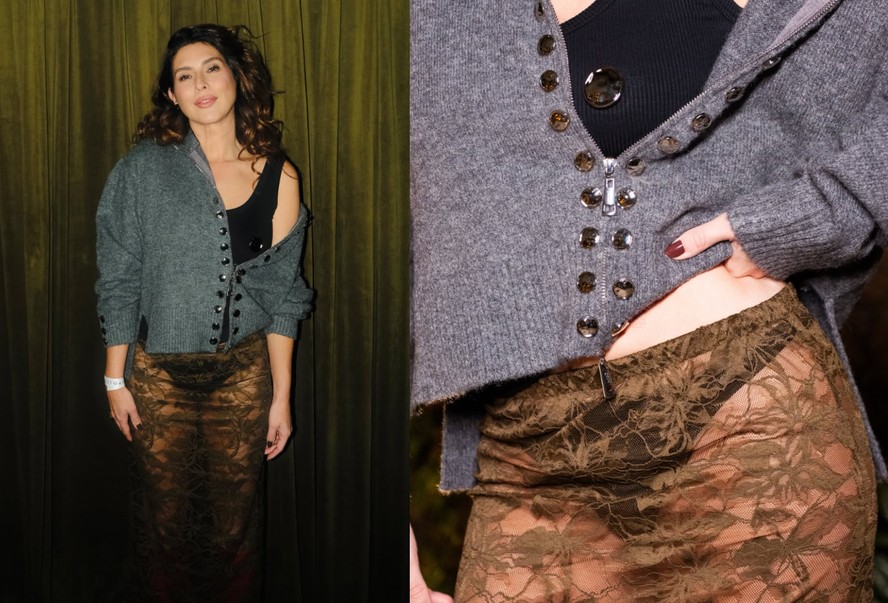 Fernanda Paes Leme com look de transparência