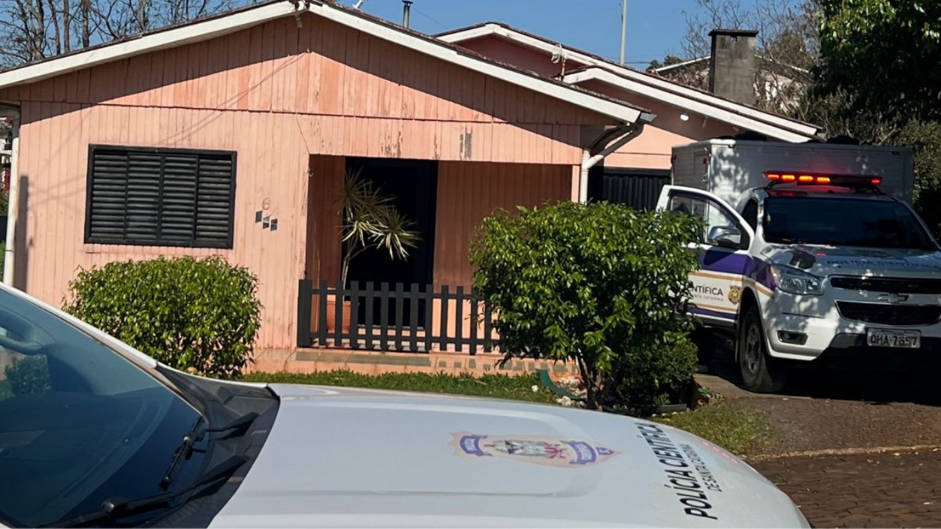 Residência onde ocorreu a ocorrência em Guarujá do Sul, Santa Catarina