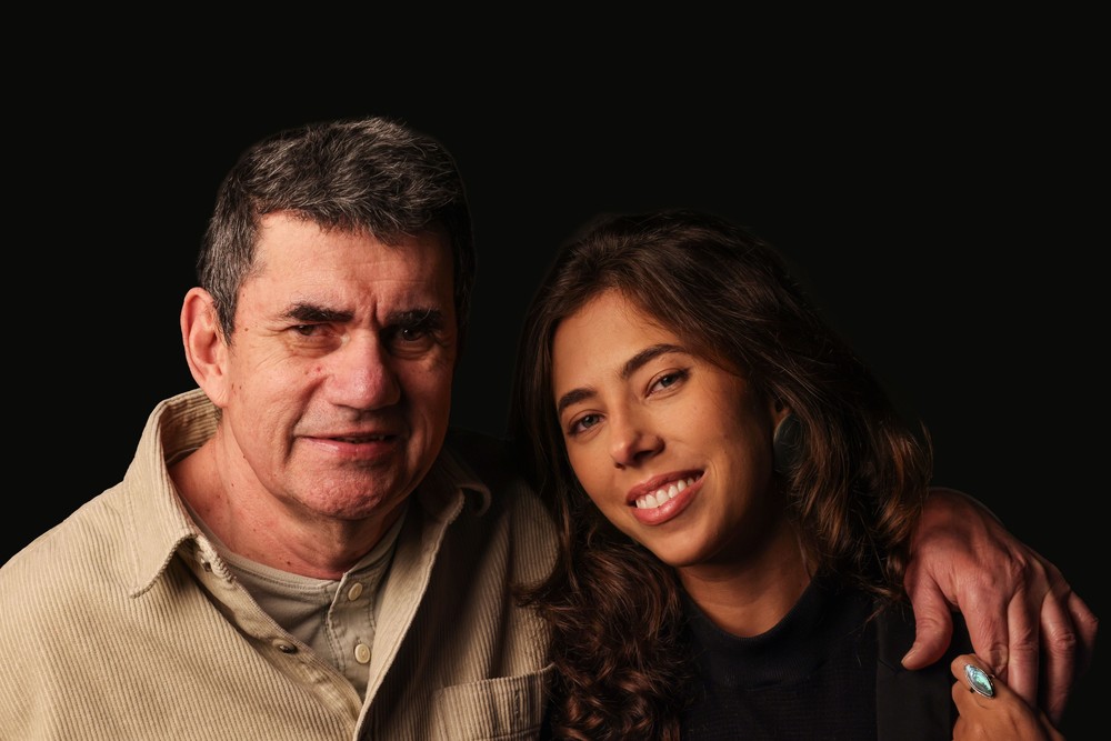 Ana Aurora Borges ao lado do pai, Antônio Gaudério