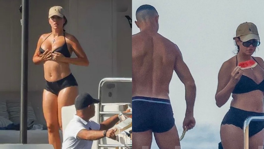 Georgina Rodríguez de biquíni durante passeio de barco