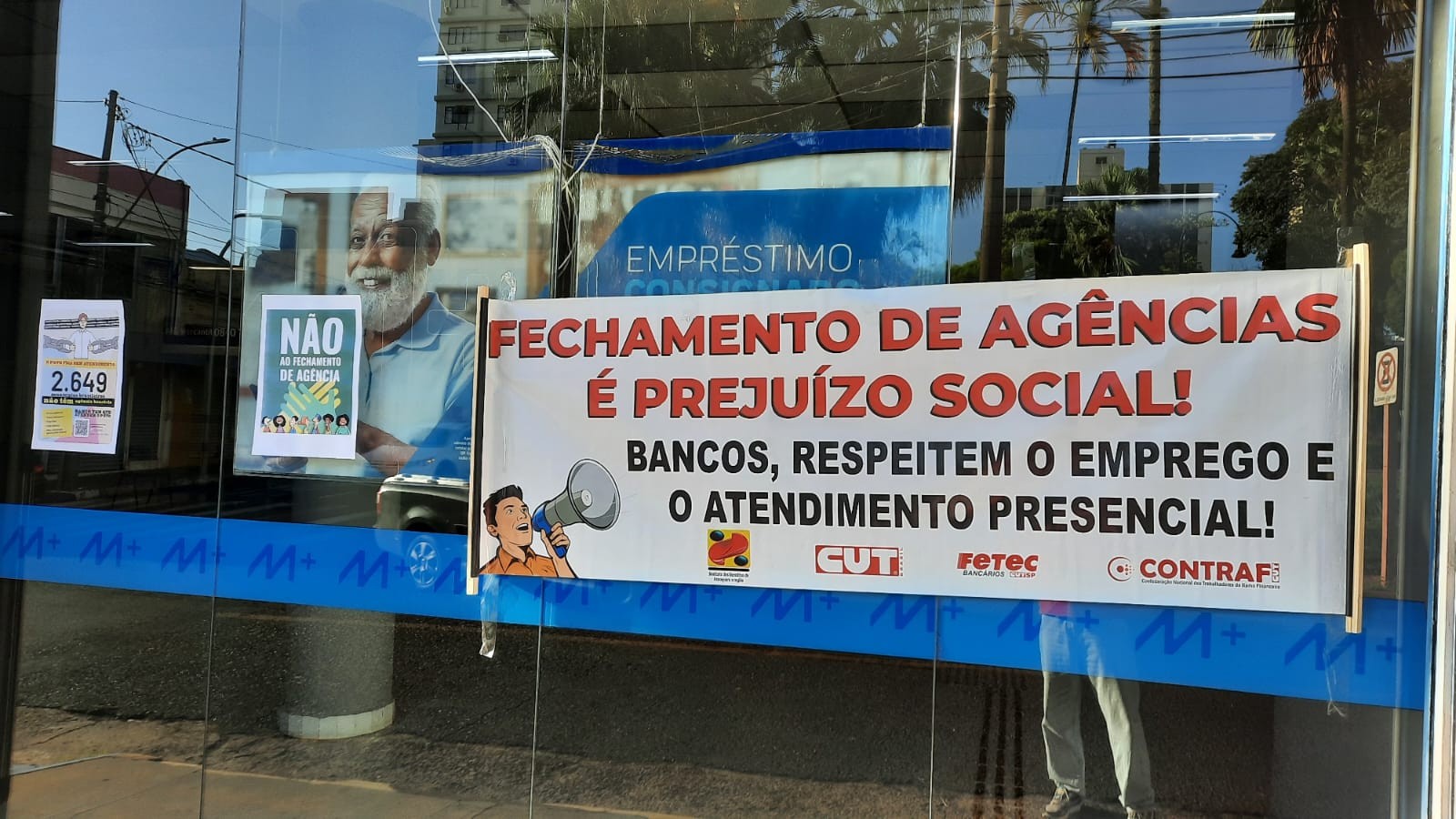 Agência bancária fechada durante greve dos bancários em Araraquara