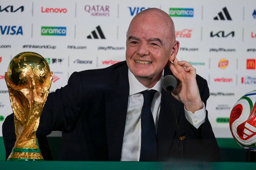 Gianni Infantino durante entrevista coletiva da Fifa