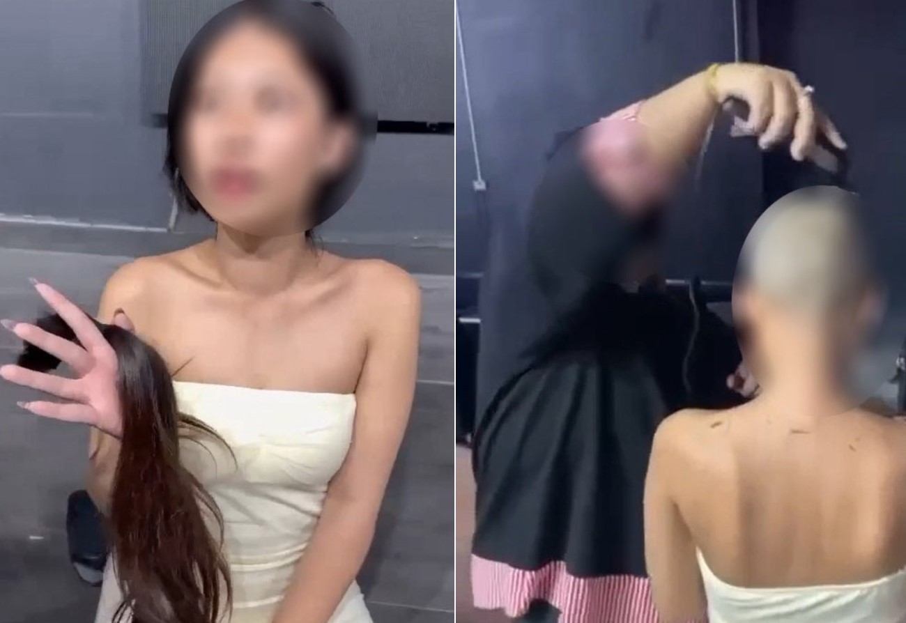 Jovem com a cabeça raspada