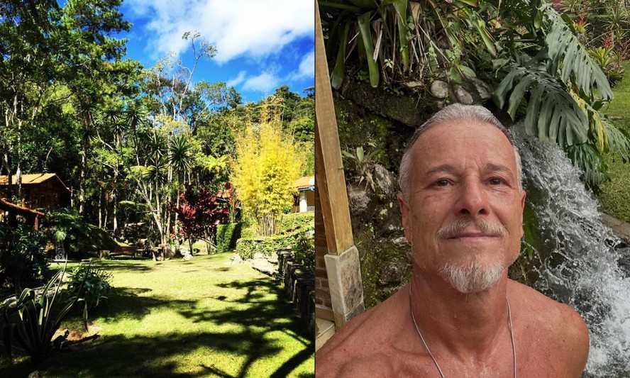 Cachoeira construída por Marcello Novaes em seu sítio em Teresópolis