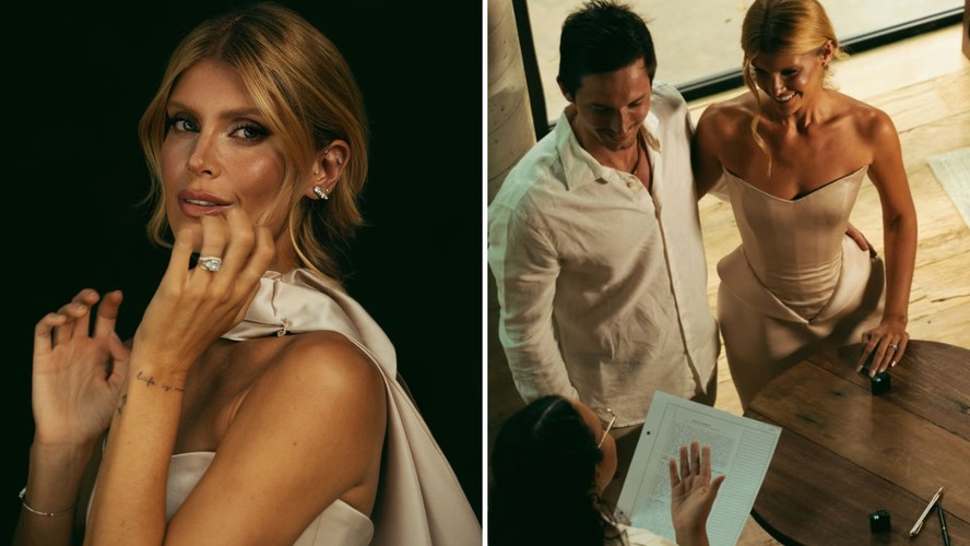 Marina Pumar e Fábio Villas no casamento civil