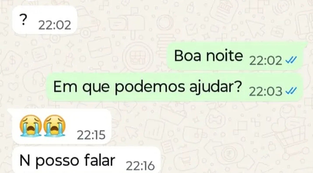 Mensagem enviada à Patrulha Maria da Penha pelo WhatsApp
