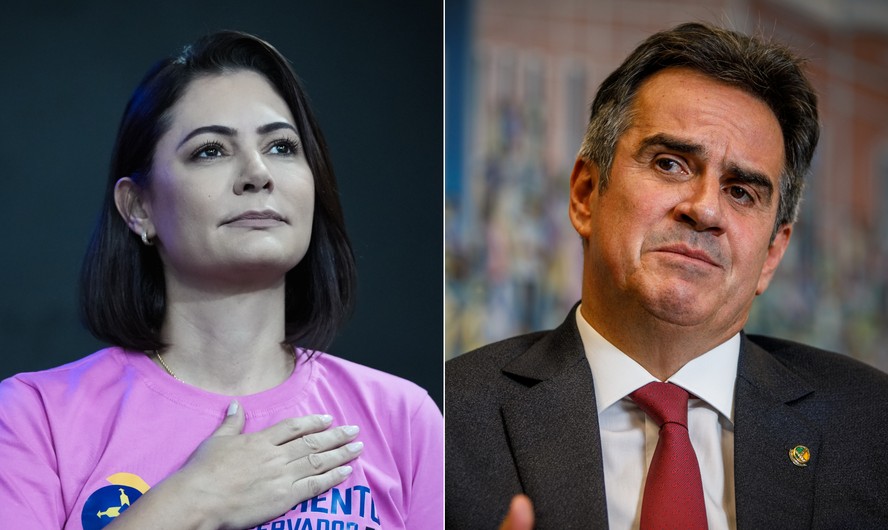 Montagem com Michelle Bolsonaro e Ciro Nogueira