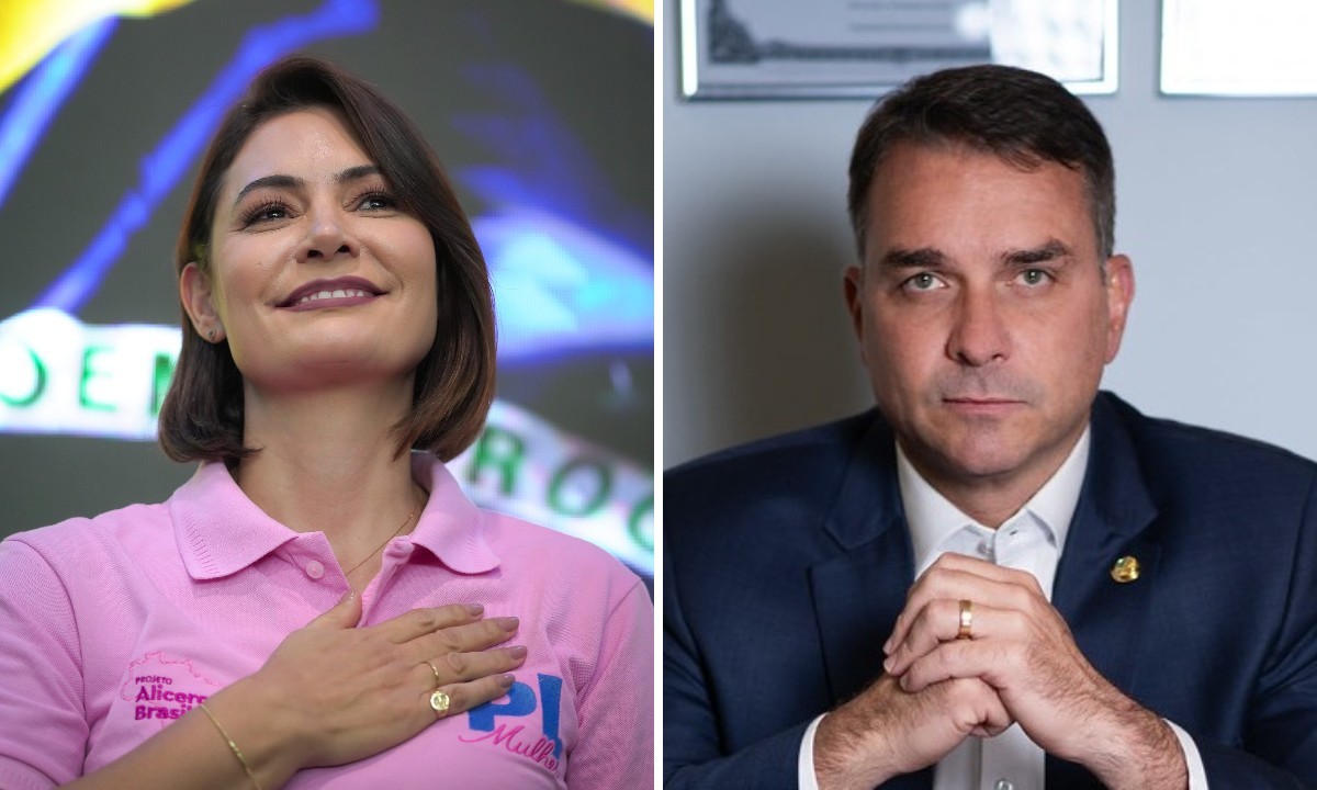 Michelle Bolsonaro e Flávio Bolsonaro