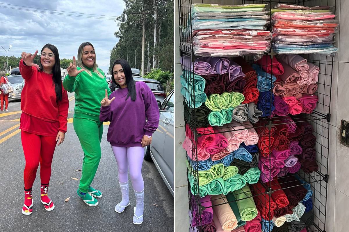 Roupas coloridas e camisetas vendidas para visitantes de presídios
