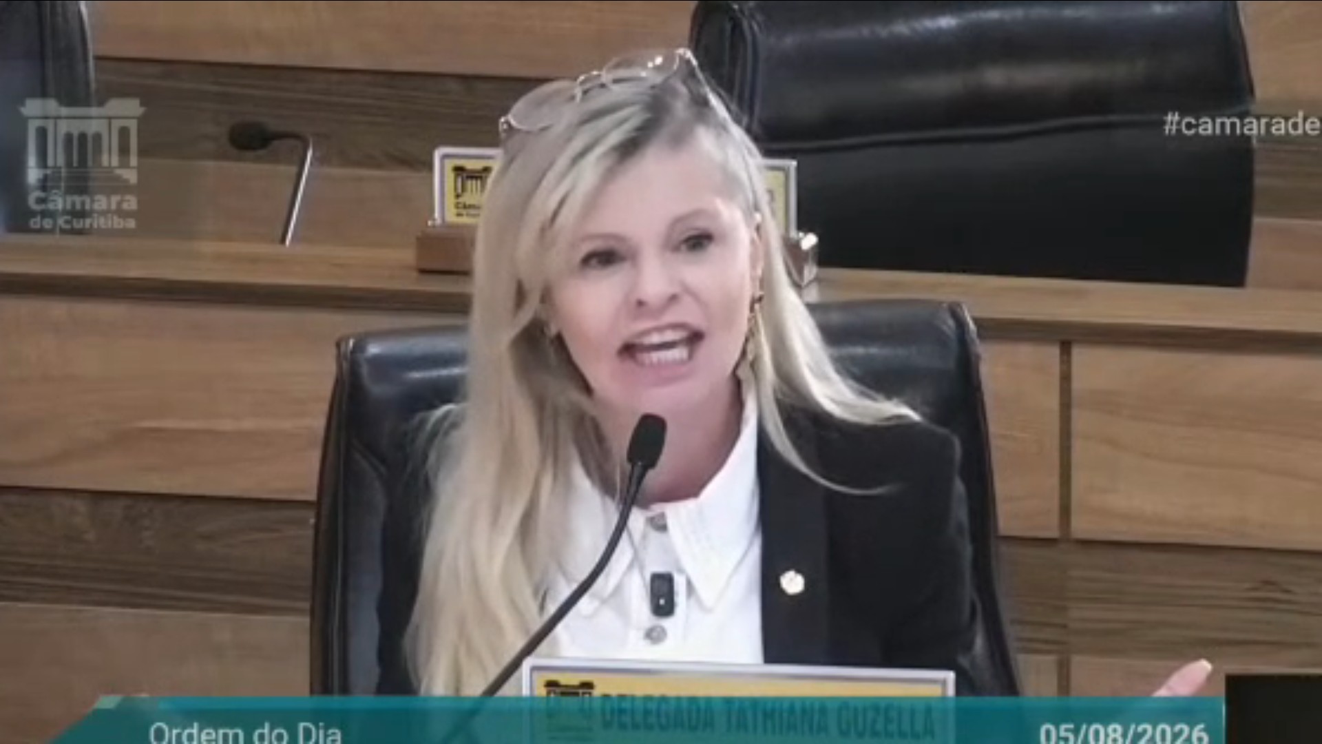 Vereadora Delegada Tathiana Guzella na Câmara Municipal de Curitiba