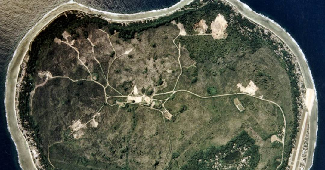 Paisagem da ilha de Nauru, no Oceano Pacífico
