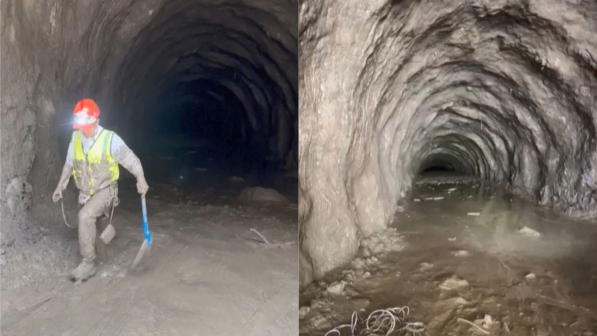 Escavadeiras removem lama e rochas durante resgate em túnel de usina hidrelétrica no Nepal