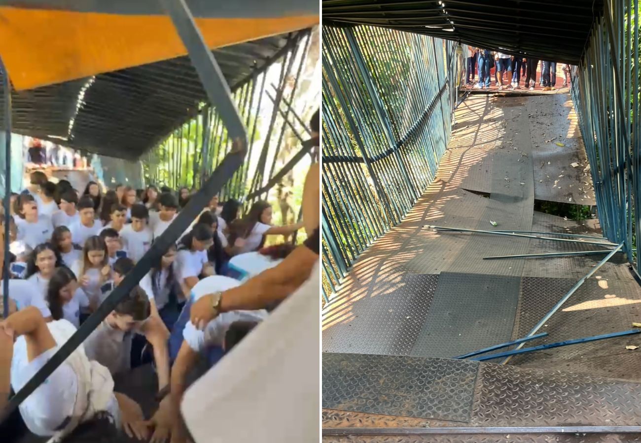 Passarela interna de escola cedeu parcialmente em Araguaína