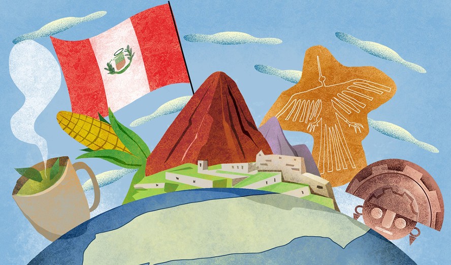 Arte do guia Viver pelo Mundo sobre o Peru