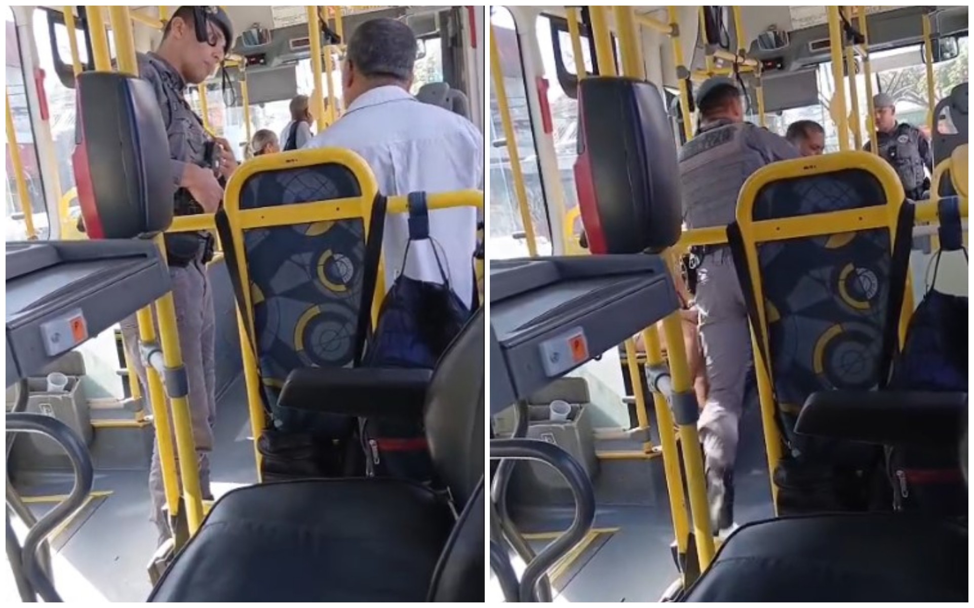 Policial militar retira motorista de ônibus durante abordagem na Zona Norte de São Paulo