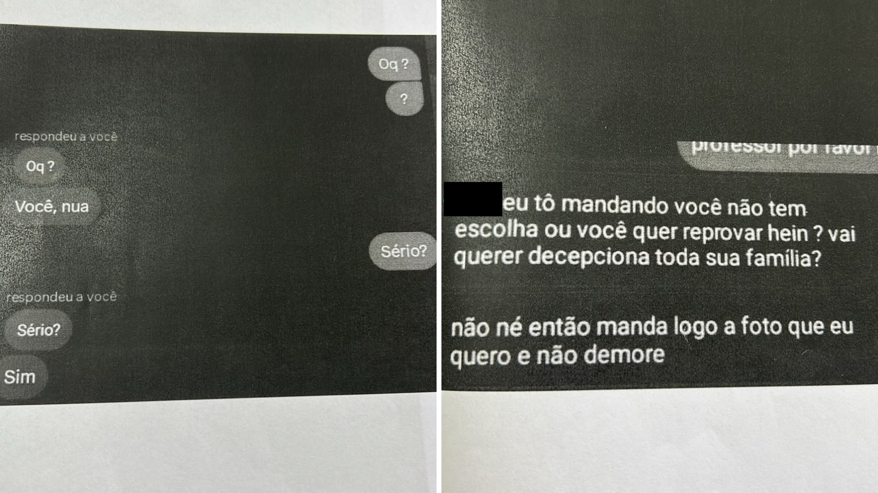 Print de mensagens atribuídas a professor investigado em Ponta Grossa