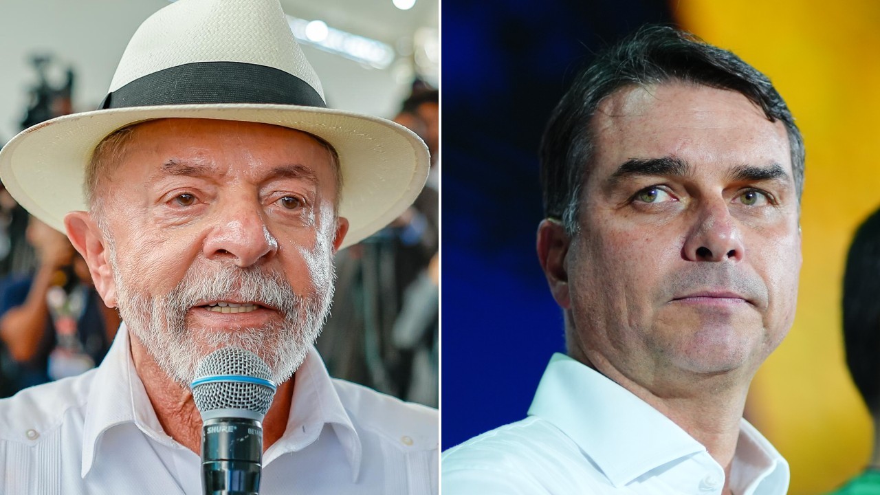 Lula e Flávio Bolsonaro em imagens separadas