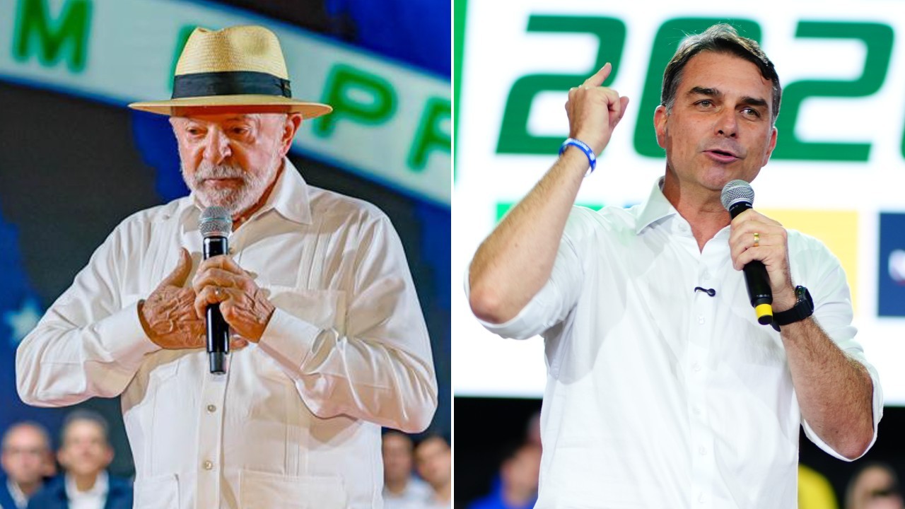 Lula e Flávio Bolsonaro em imagens separadas