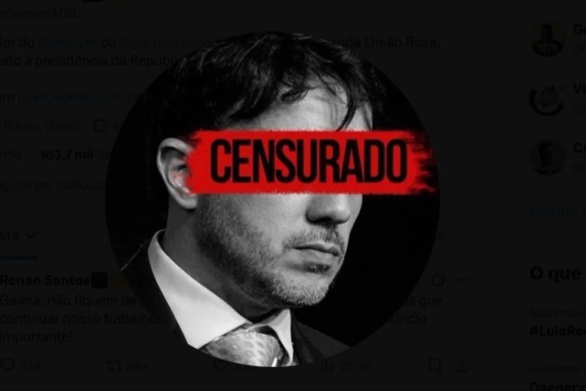 Renan Santos com a palavra Censurado na foto de perfil