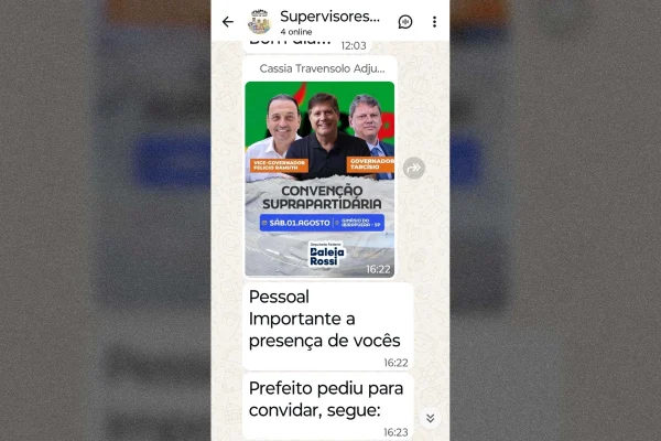 Mensagem de WhatsApp de Cássia Aparecida Travensolo a servidores