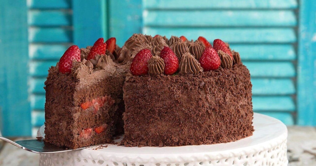 Sobremesa de chocolate com morango