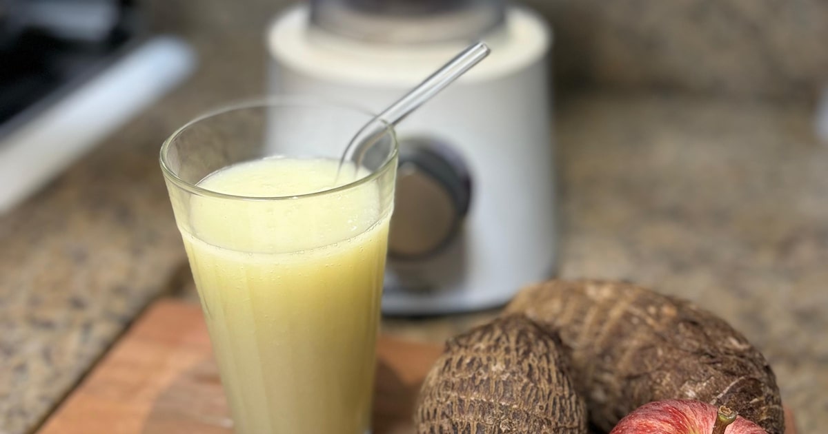 Suco cremoso de inhame com maçã