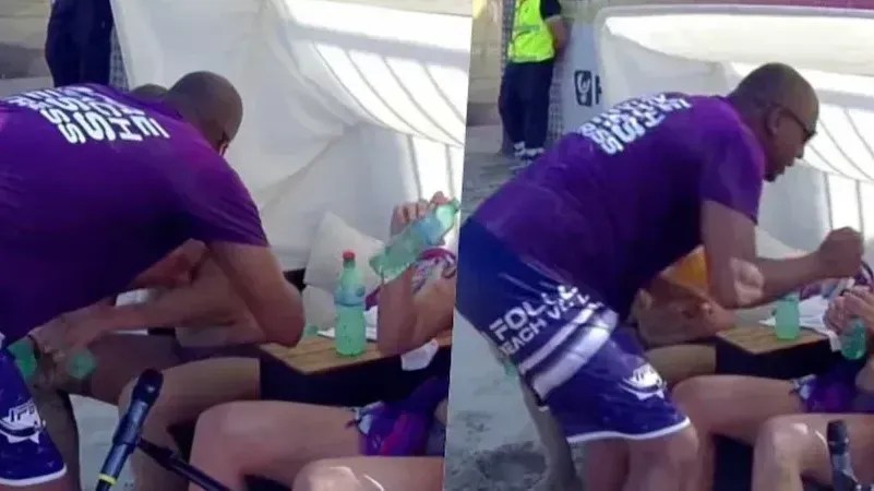 Técnico James Martins durante competição de vôlei de praia
