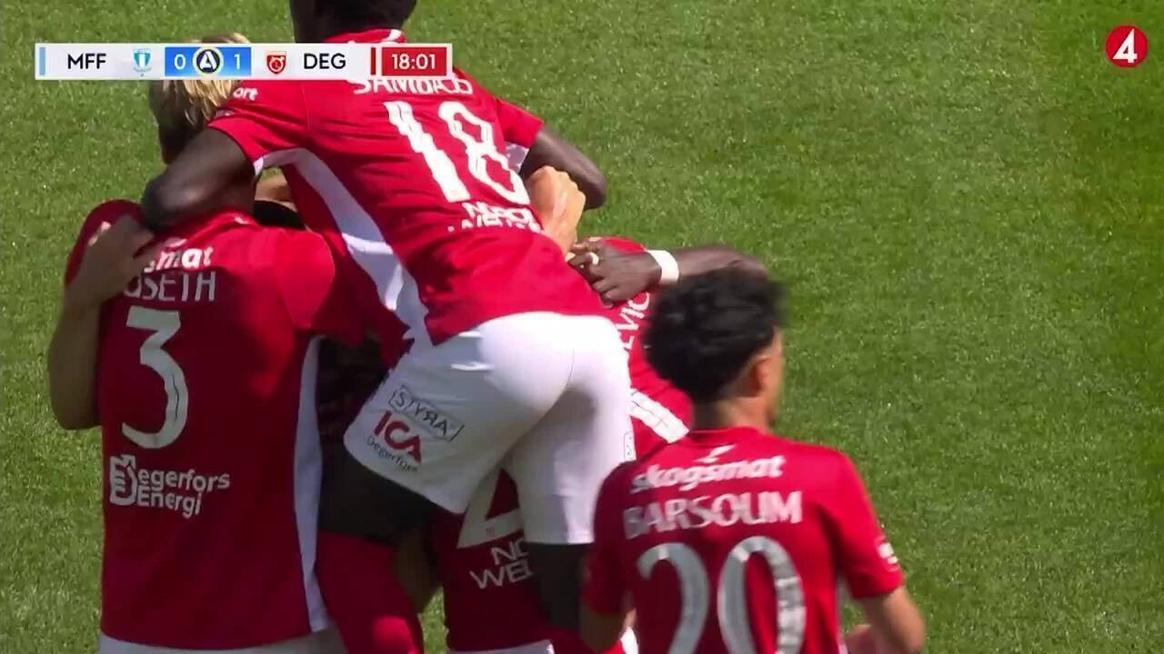 Jogadores do Degerfors comemoram gol contra o Malmo