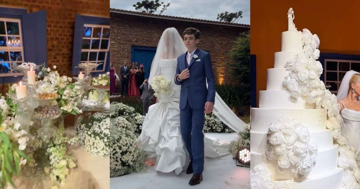 Ana Hickmann e Edu Guedes em celebração de casamento