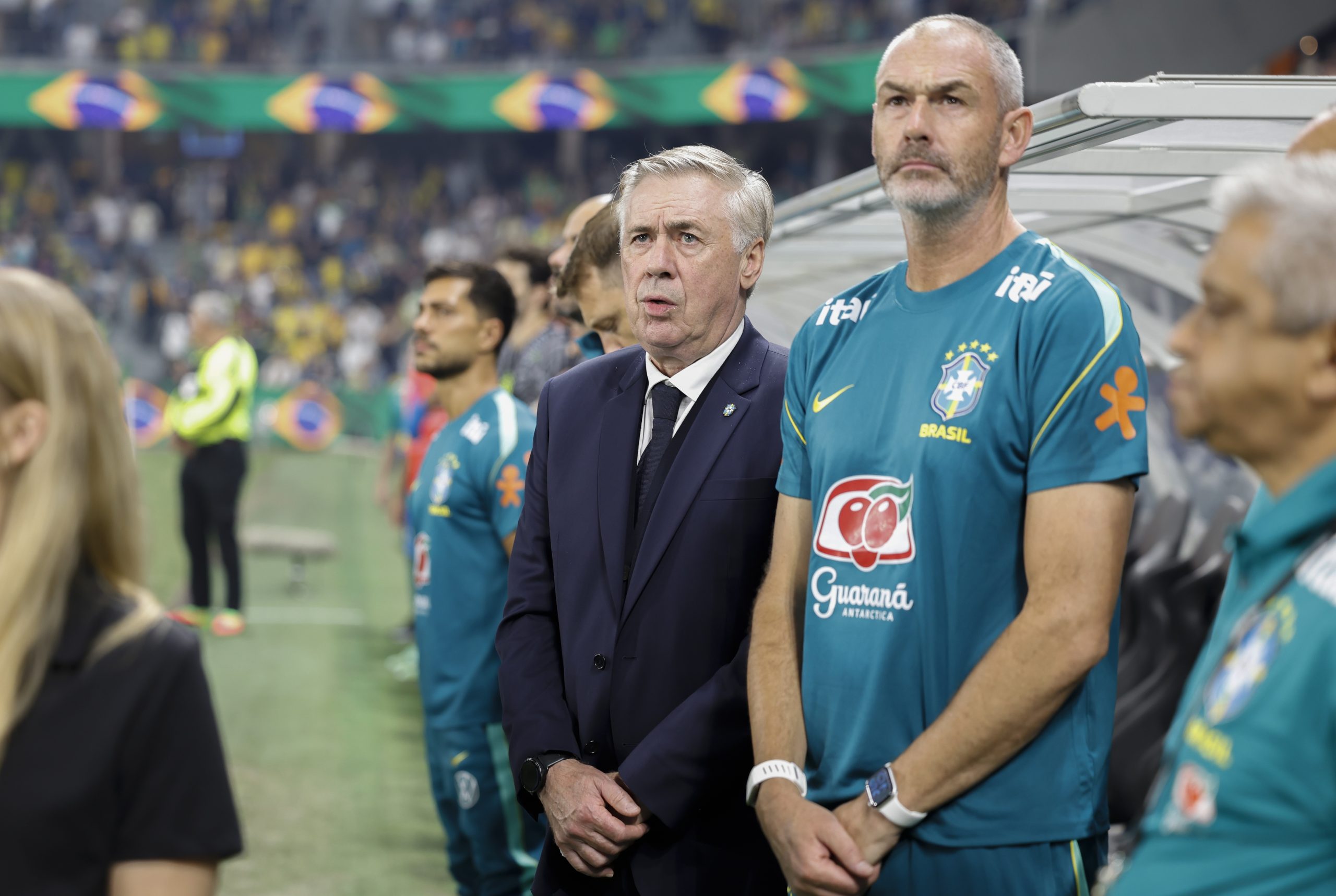 Carlo Ancelotti durante amistoso da Seleção Brasileira