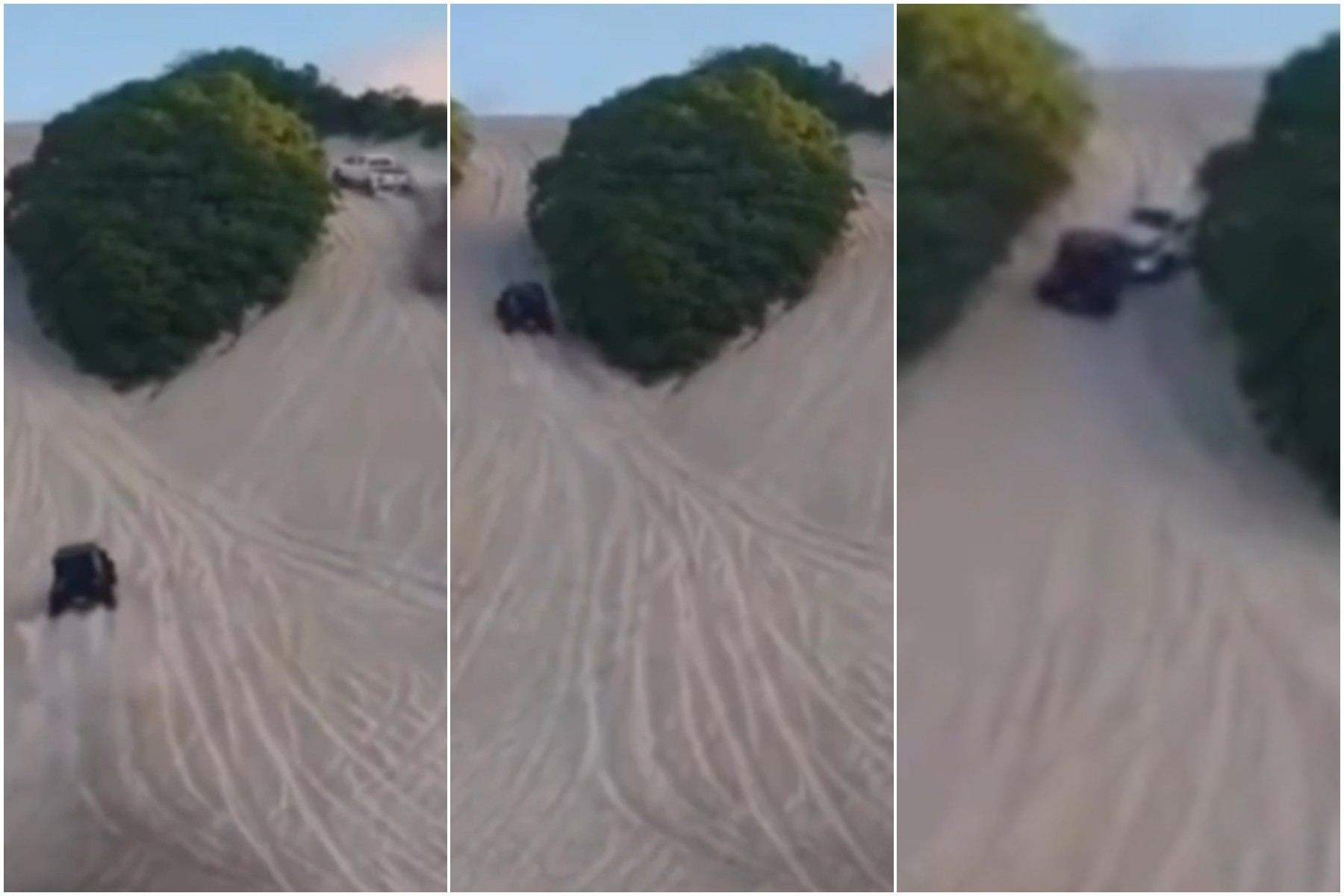 Dois veículos 4x4 após batida em duna de Nísia Floresta
