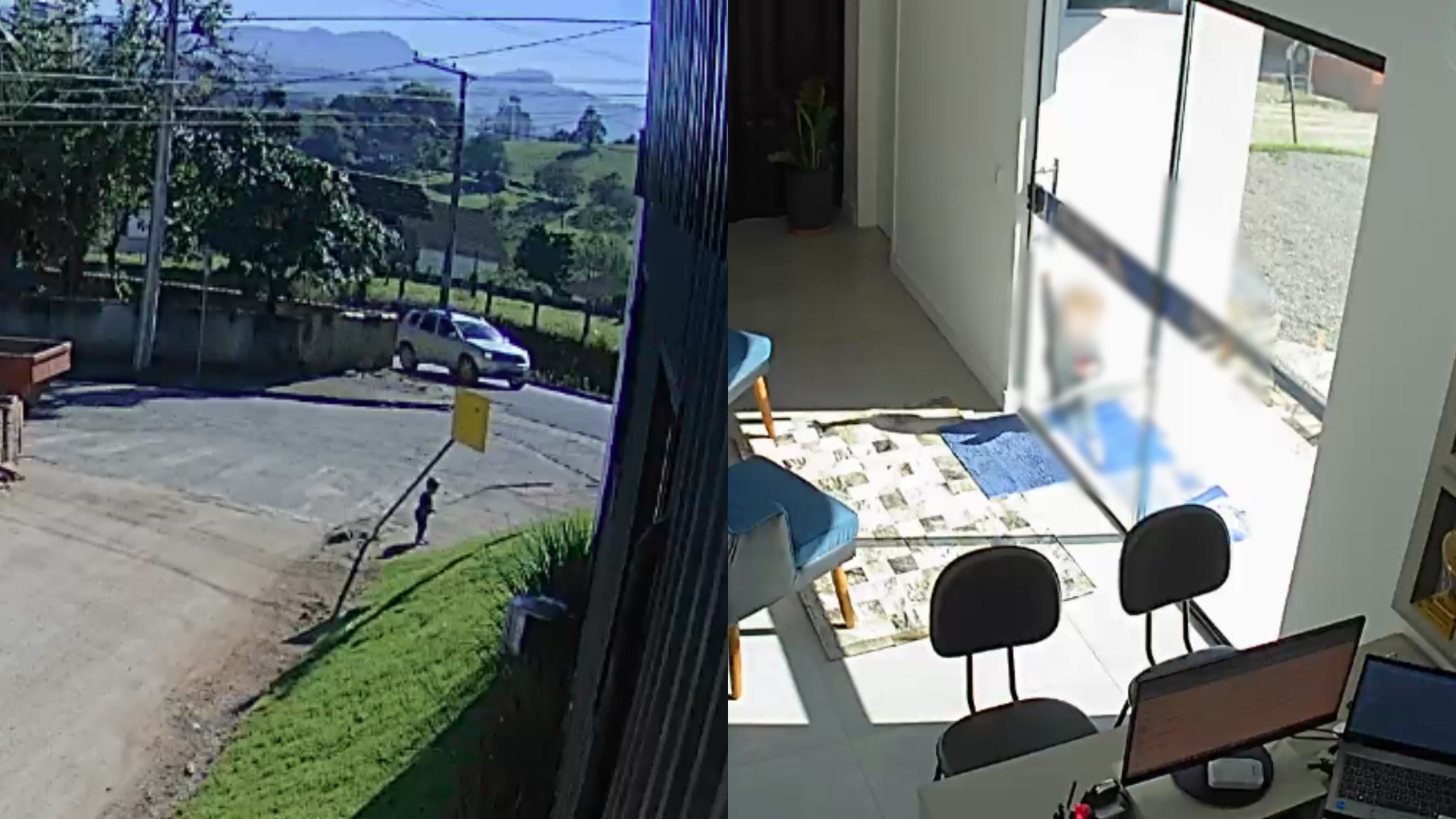 Bebê caminha sozinho em rua de Braço do Norte