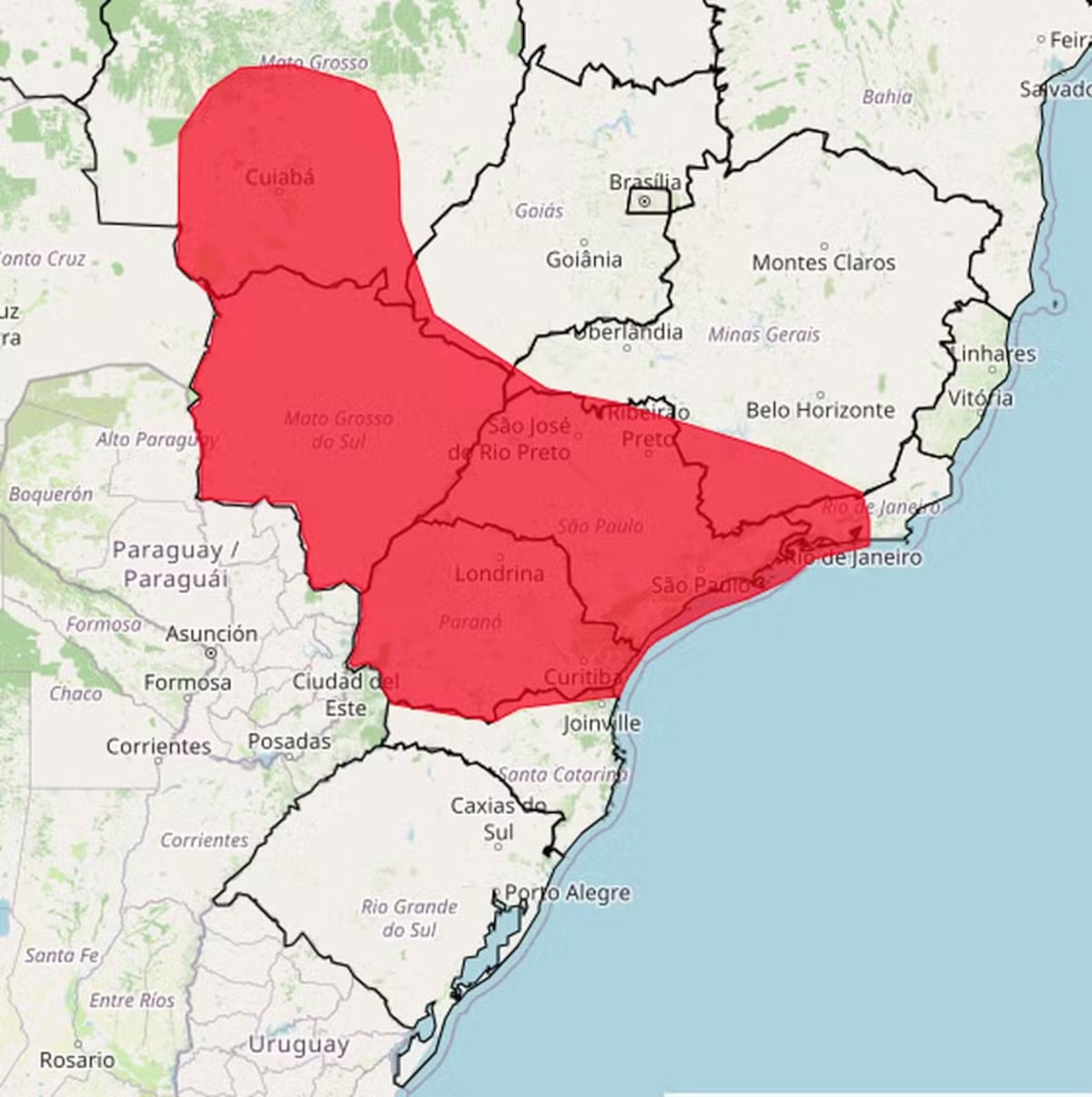 Alerta de onda de calor no centro-sul do Brasil