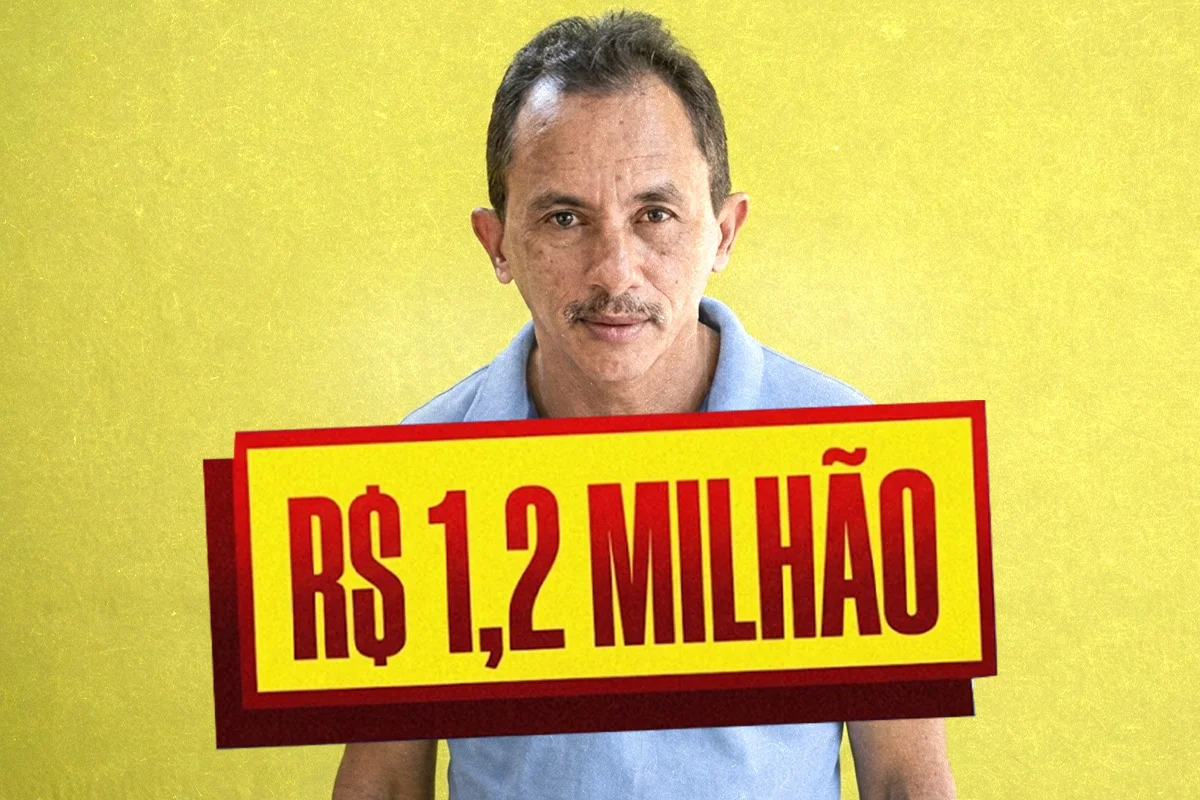 Montagem com Manoel Gomes, conhecido como Caneta Azul
