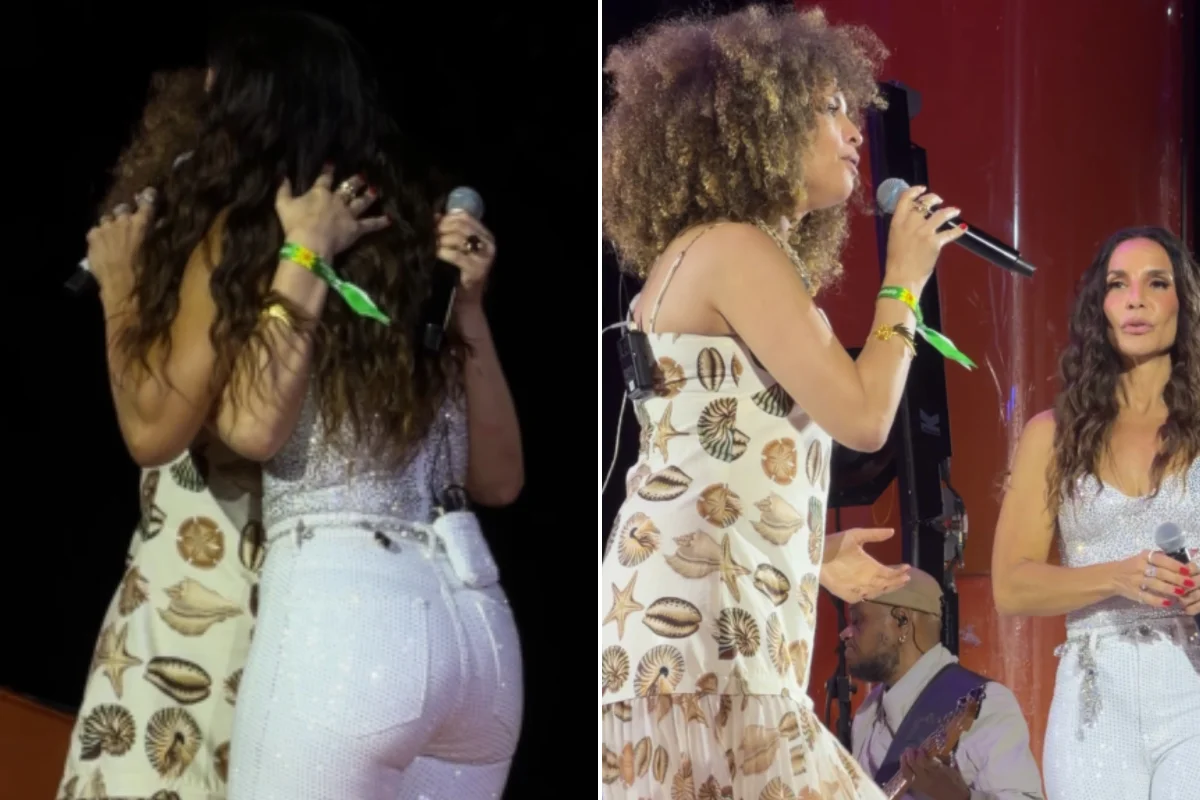 Cantora Júlia Rocha durante apresentação musical