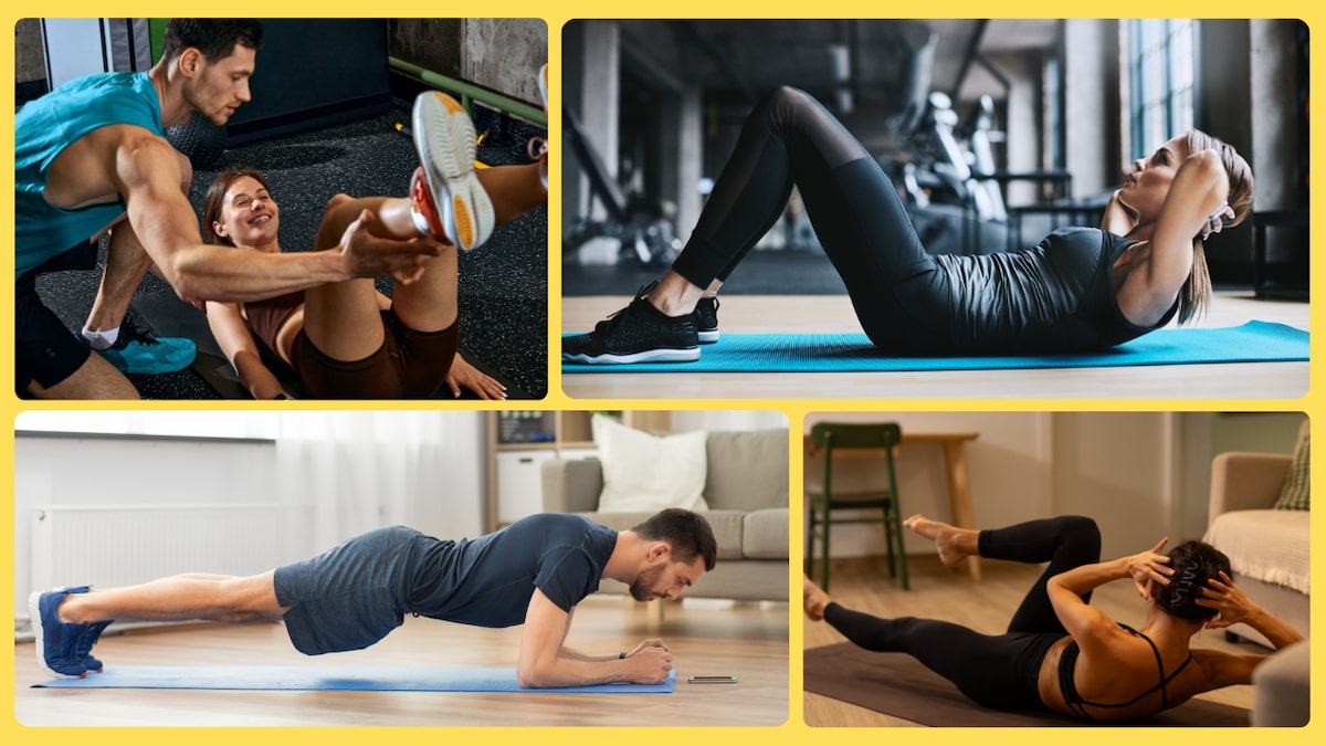 Pessoa fazendo exercício abdominal no chão