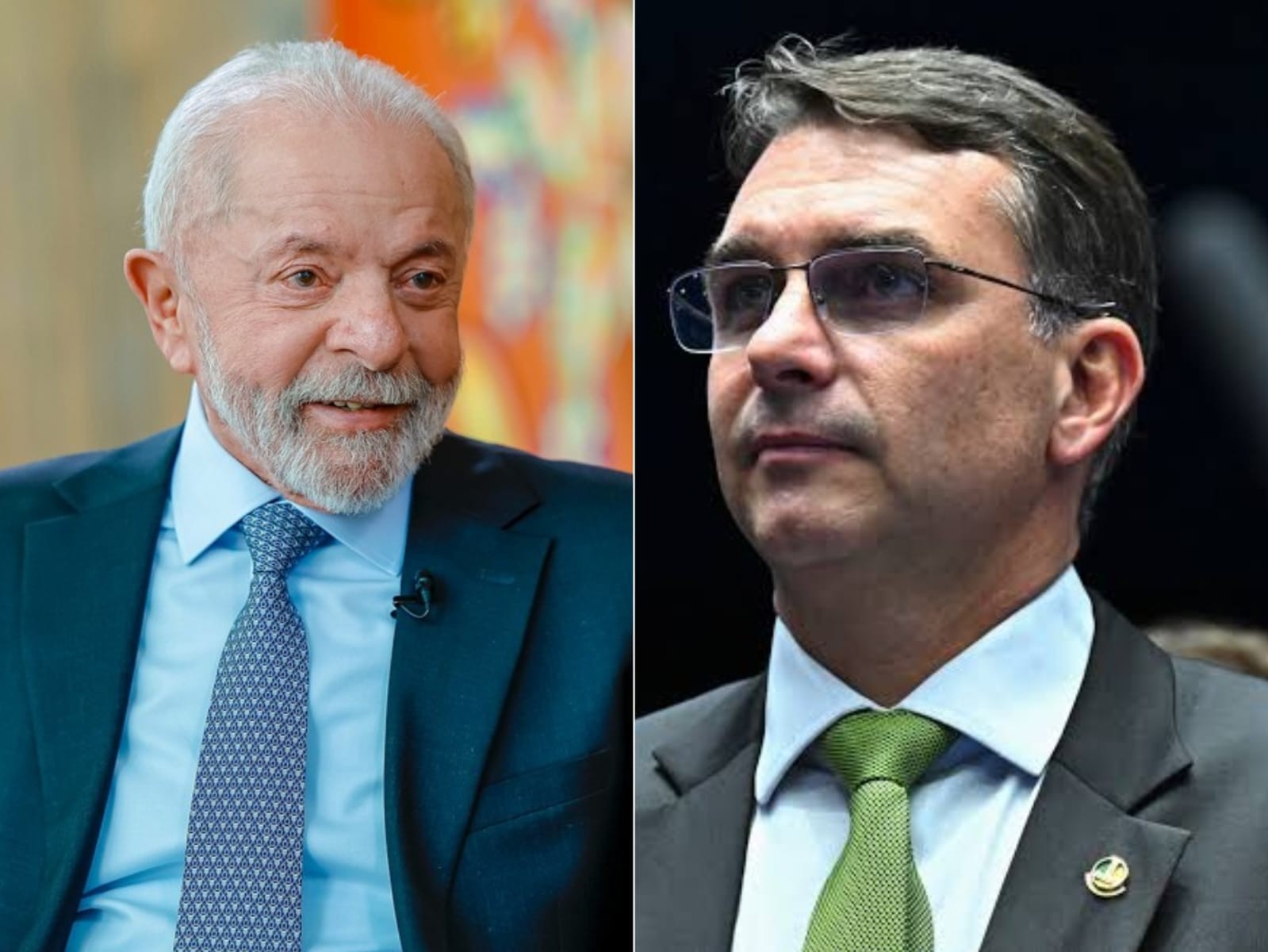 Montagem com Lula e Flávio Bolsonaro