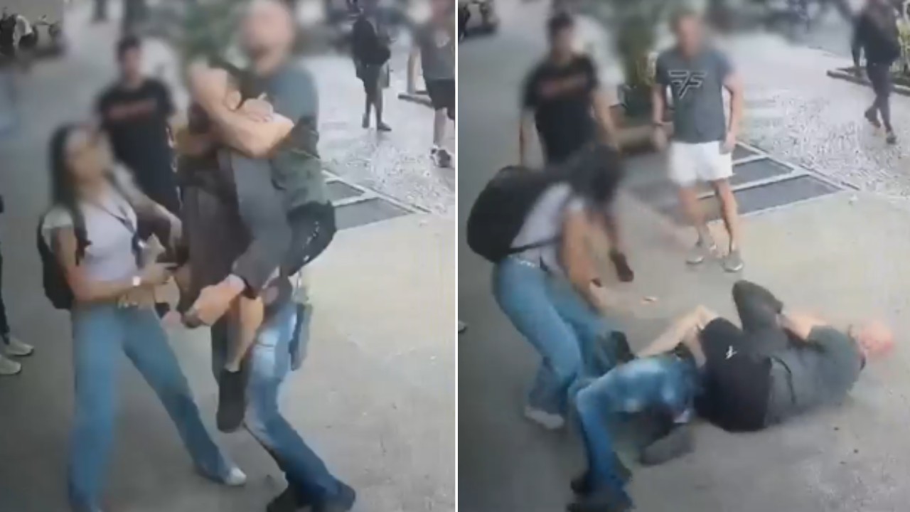 Delegado imobiliza homem durante ocorrência na Savassi, em Belo Horizonte