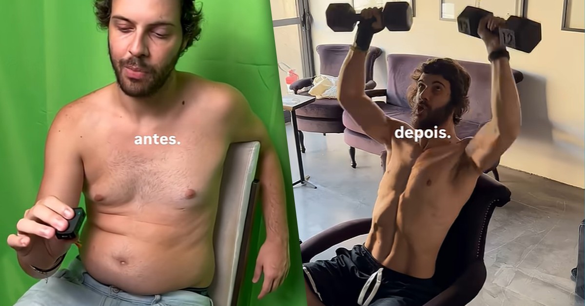 Diogo Defante durante treino de musculação
