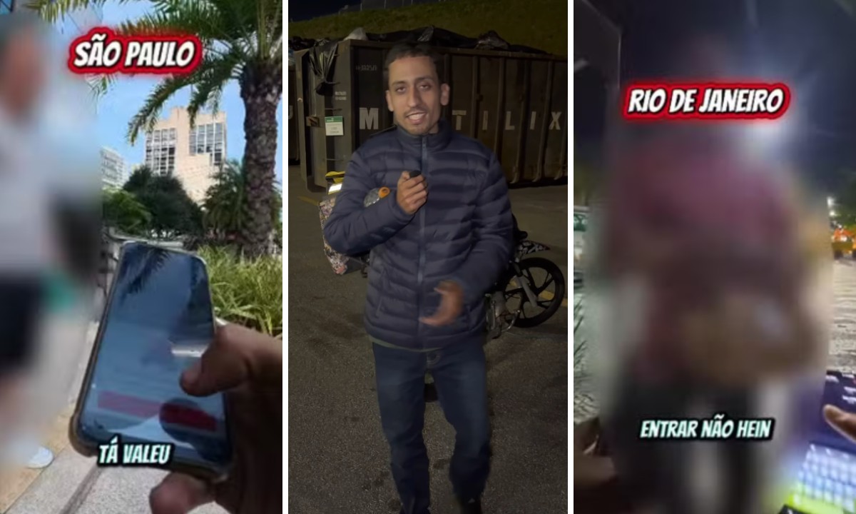 Entregador João Victor de Sousa com mochila de entregas