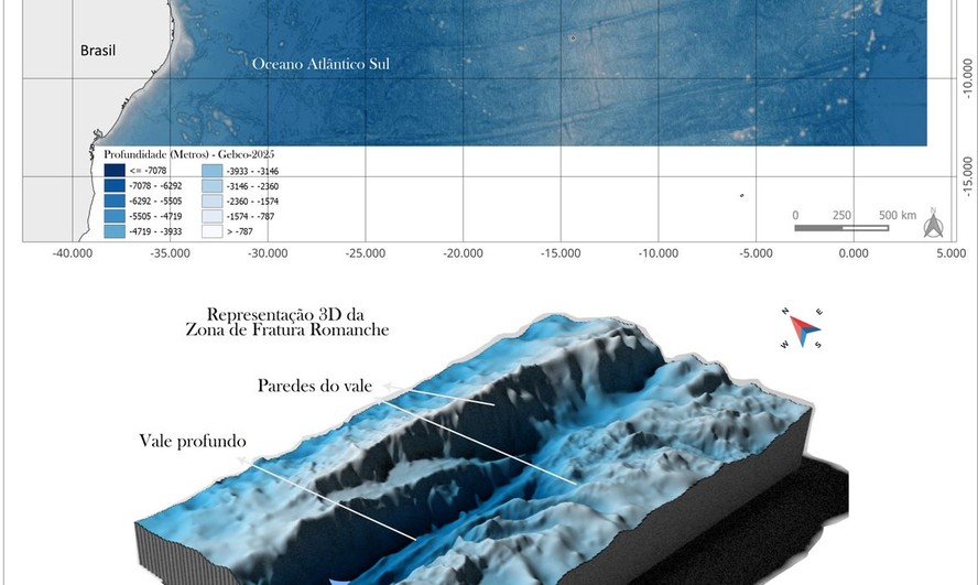 Projeção da Zona de Fratura Romanche no Oceano Atlântico