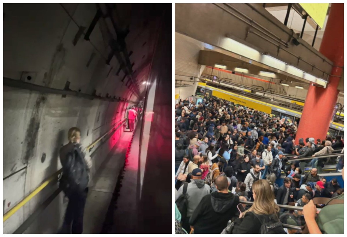 Passageiros lotam plataforma da Linha 4-Amarela em São Paulo