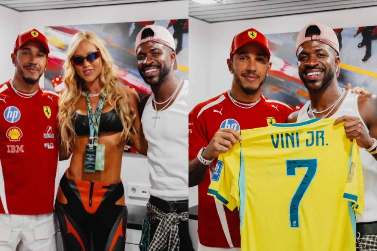 Lewis Hamilton, Virginia Fonseca e Vini Jr.